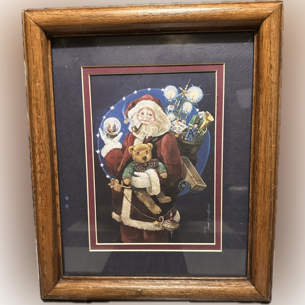 VTG 1989 RARE LTD SANDI GORE EVANS SANTA NUMBERED PRINT PIPE TEDDY BEAR NATIVITY